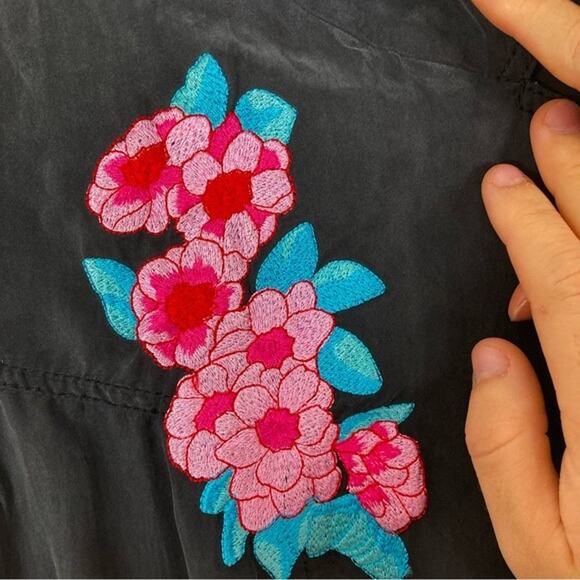 Vintage ESCADA SPORT Blazer Jacket 36~S SILK Black/Grey Pink-Embroidery-Peacock - Picture 6 of 16